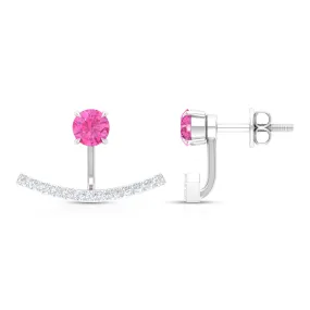 1 CT Pink Sapphire and Diamond Classic Jacket Earrings