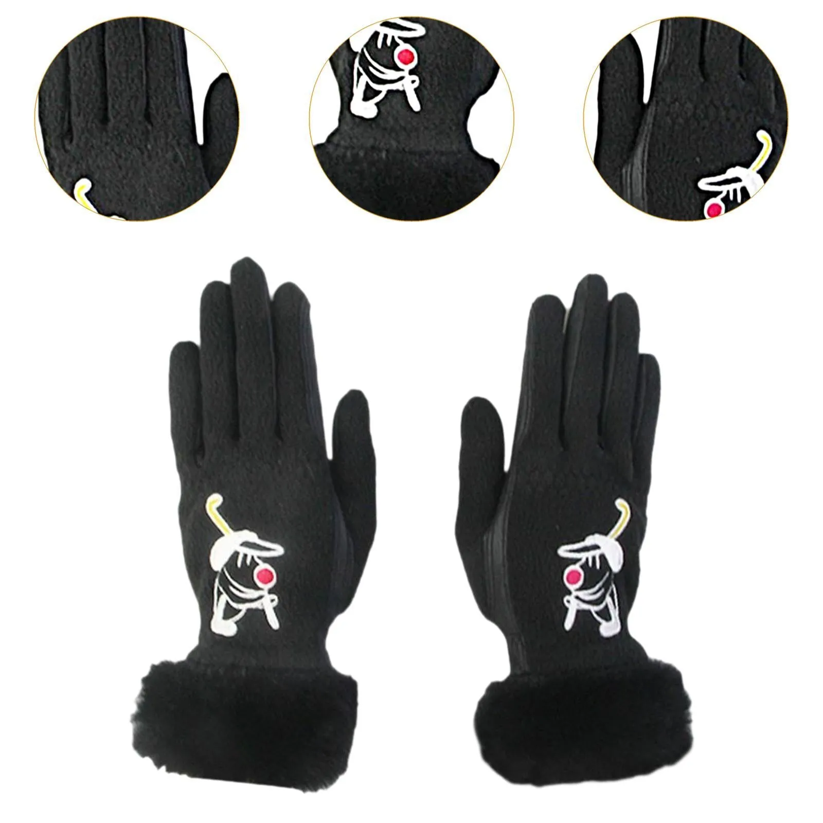 1 Pair of Golf Gloves Winter Training Gloves Mitts for Fishing Biking Hiking Black 19