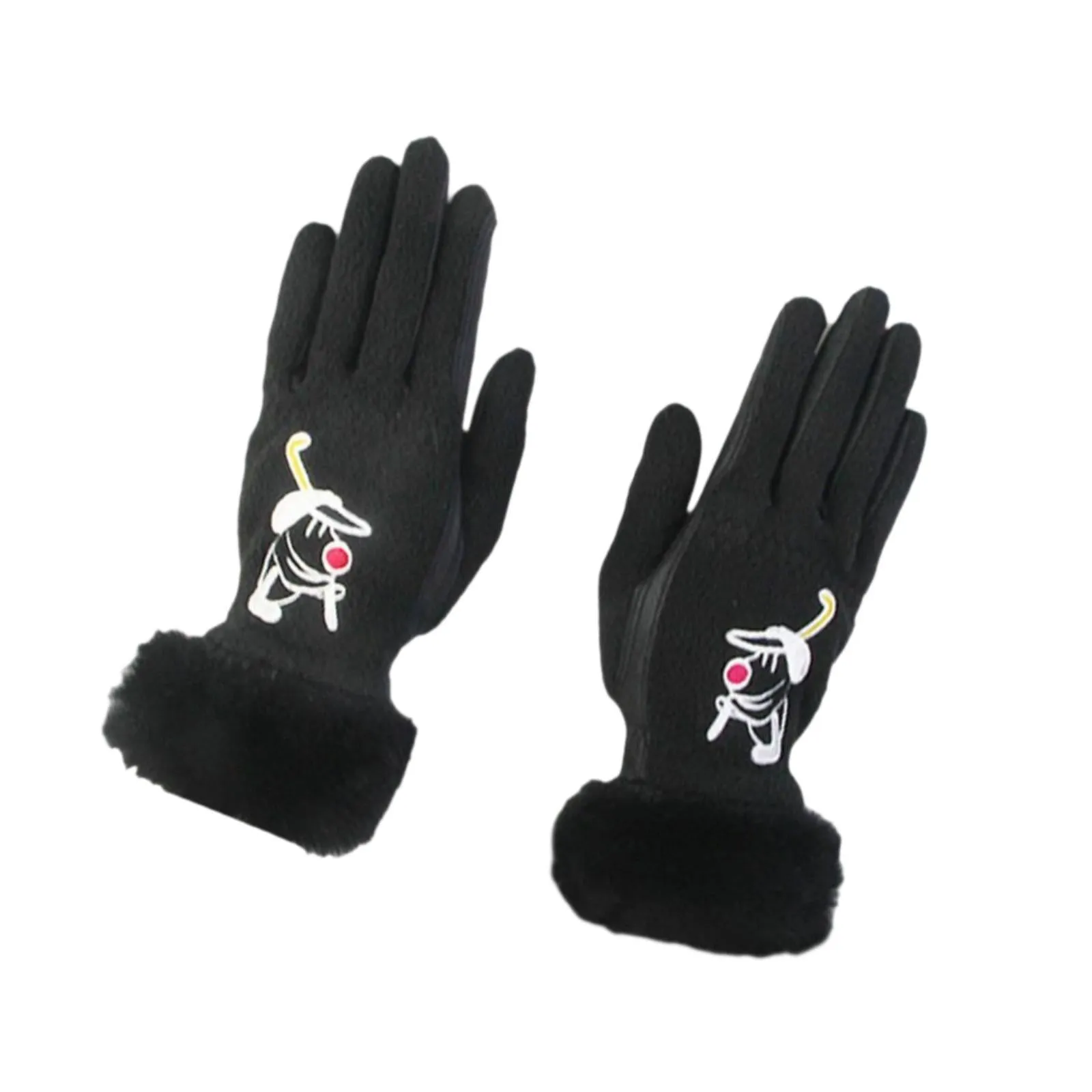 1 Pair of Golf Gloves Winter Training Gloves Mitts for Fishing Biking Hiking Black 19