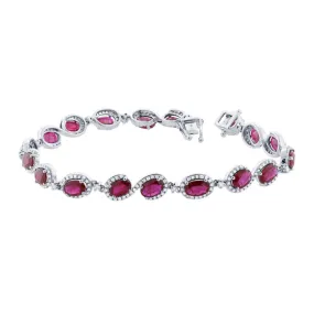 1.00ct Diamond & 8.68ct Ruby 14k White Gold Bracelet