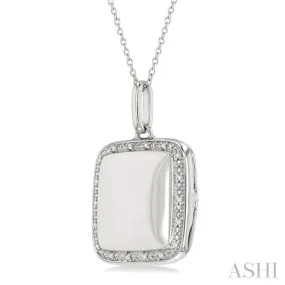 1/10 Ctw Square Shape Round Cut Diamond Keepsake Locket Pendant With Chain in Sterling Silver