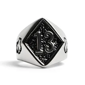 “13” Skull Signet Ring