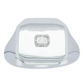 14ct White Gold .30ct Diamond Mens Signet Ring