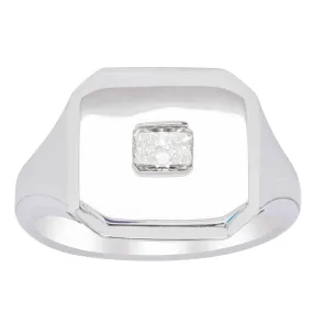 14ct White Gold .40ct Diamond Mens Signet Ring