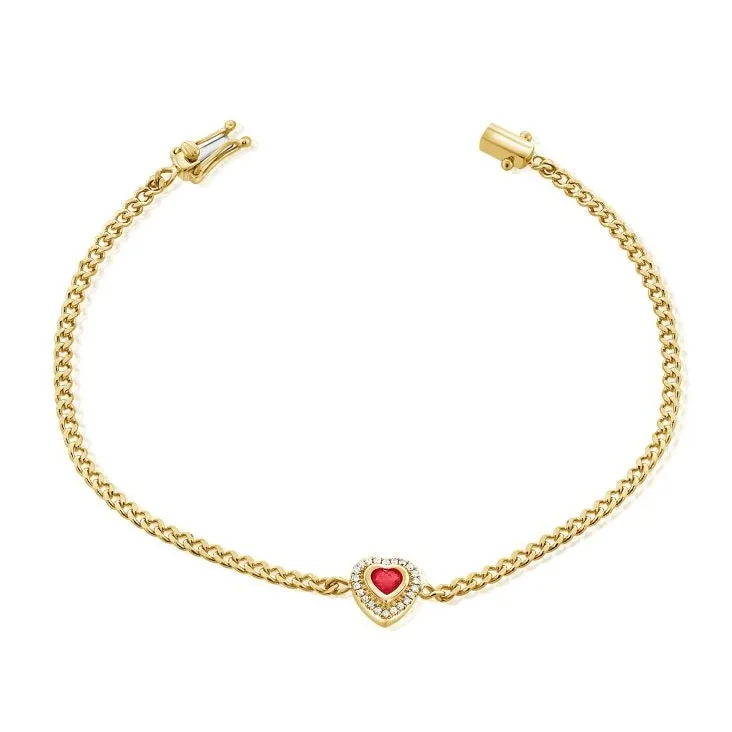 14K GOLD DIAMOND RUBY JANIE HEART BRACELET