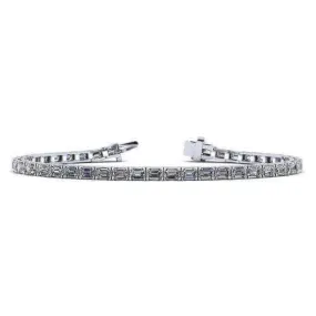 14K Gold East-West Emerald Cut Diamond Tennis Bracelet