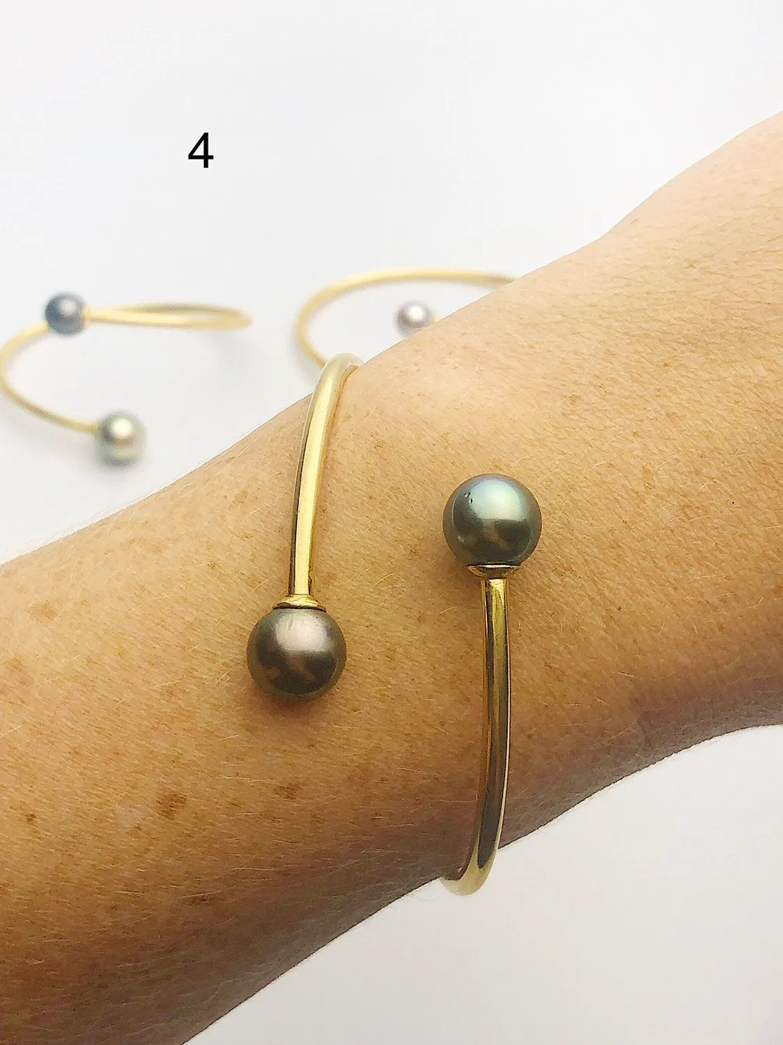 14K Gold Fill Flex Bangle Pearl Bracelets, Tahitian, Edison & South Sea Pearls #770