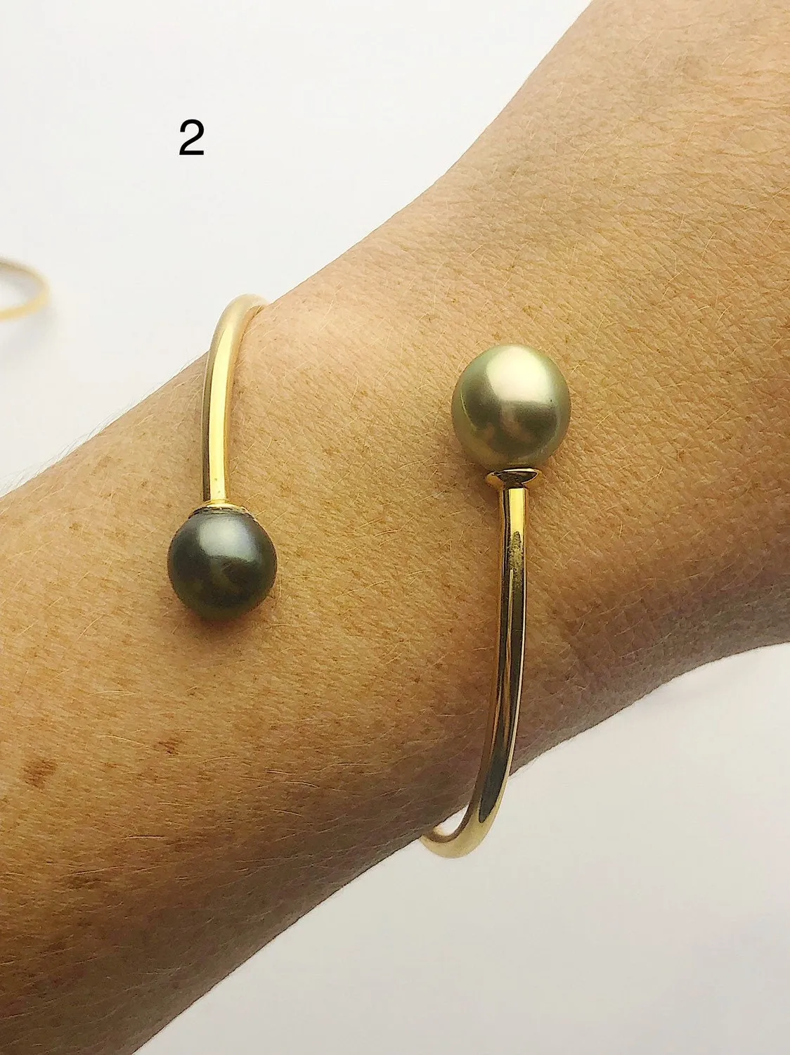 14K Gold Fill Flex Bangle Pearl Bracelets, Tahitian, Edison & South Sea Pearls #770