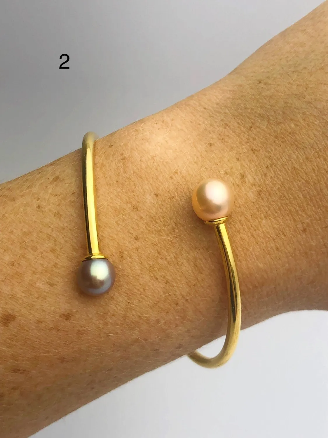 14K Gold Fill Flex Bangle Pearl Bracelets, Tahitian, Edison & South Sea Pearls #772