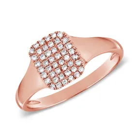 14K Rose Gold Diamond Signet Ring