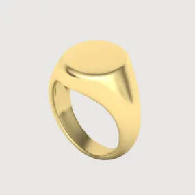 14k Solid Gold Oval Signet Ring - Classic Minimalist Design