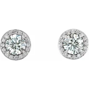 14K White 5 mm Natural White Sapphire & 1/8 CTW Natural Diamond Earrings