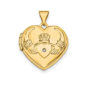 14k Yellow Gold Claddagh Heart Locket