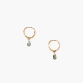 14k Yellow Gold Green Sapphire Aurora Hoops