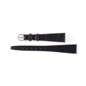 14mm Italian Black Leather Embossed WatchBand