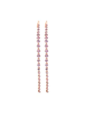 1.71ct Pink Sapphire 18K Gold Linear Cascade Earrings