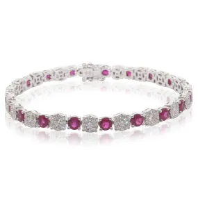 18ct White Gold Ruby & Diamond Tennis Bracelet