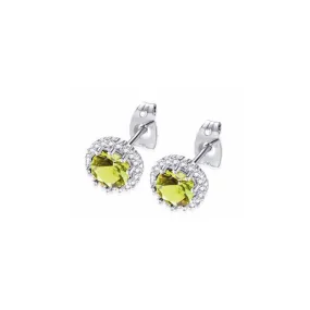 18k White Gold Plated 3 Ct Created Halo Round Yellow Sapphire Stud Earrings