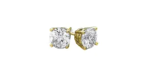 18K Yellow Gold Plated White Sapphire Round Created 3CT CZ Cut Stud Earrings