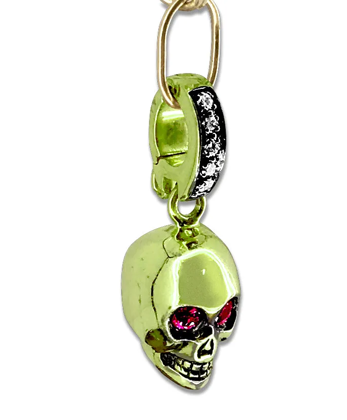 18kt Green Gold Ruby Skull Charm