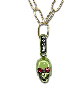 18kt Green Gold Ruby Skull Charm