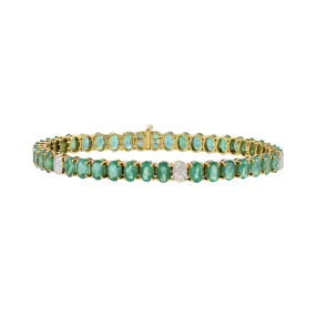 18KT Yellow Gold Diamond And Emerald Bracelet