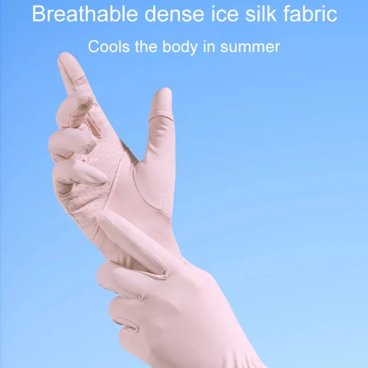 1pair Summer Thin Ice Silk Anti-Slip Sunscreen Sport Riding Finger Gloves, Size: One Size(Gray)