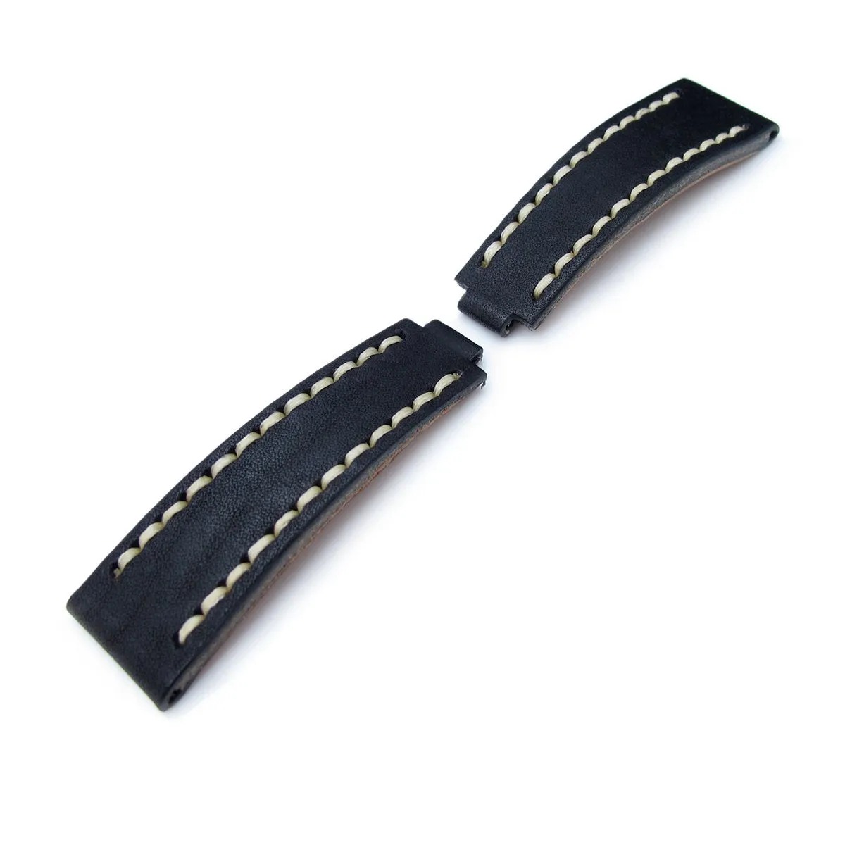 20mm MiLTAT RX Collection Watch Strap, NERO Black Genuine Calf, Beige St. Tailor-made for RX SUB & EXP