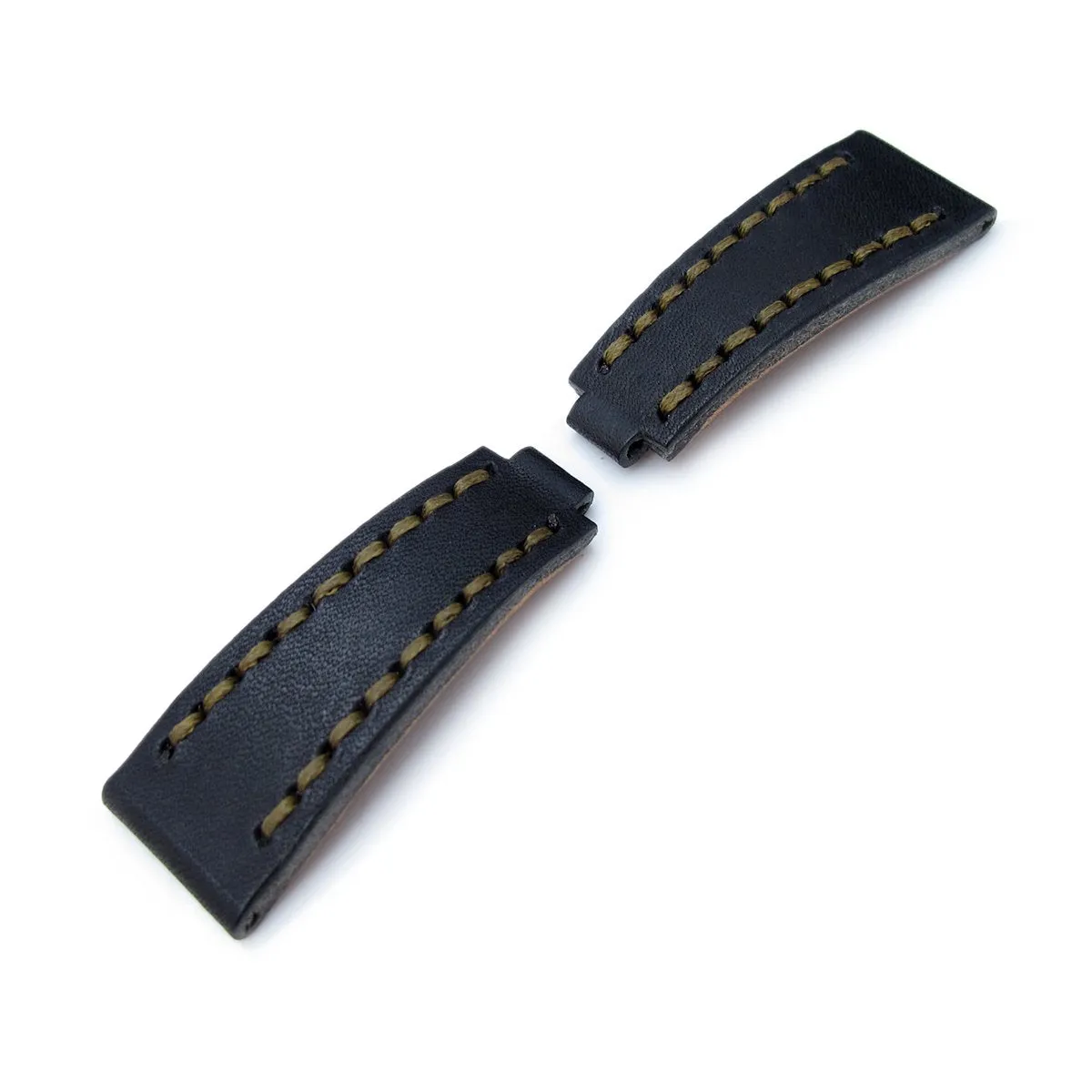 20mm MiLTAT RX Collection Watch Strap, NERO Black Genuine Calf, Green St. Tailor-made for RX SUB & EXP