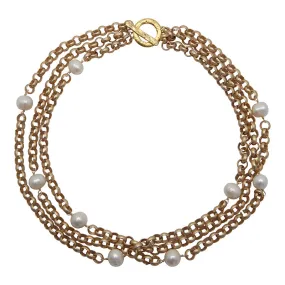 220-01-G | COCO TRIPLE STRAND NECKLACE (WHITE/GOLD)