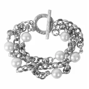 225-01-S | COCO TRIPLE STRAND BRACELET (WHITE/SILVER)