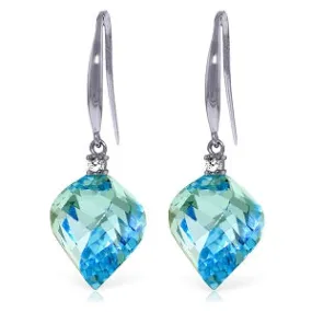 27.9 Carat 14K Solid White Gold Traces Of You Blue Topaz Diamond Earrings