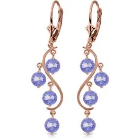 4 Carat 14K Solid Rose Gold Chandelier Earrings Natural Tanzanite