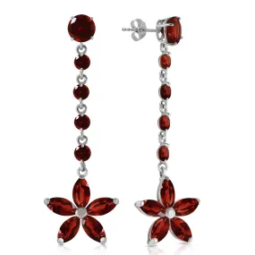 4.8 Carat 14K Solid White Gold Reaching Across Garnet Earrings