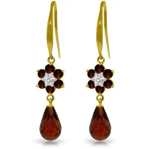 5.51 Carat 14K Solid Yellow Gold Botanica Garnet Diamond Earrings