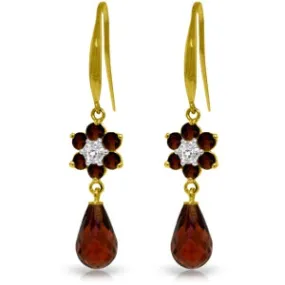 5.51 Carat 14K Solid Yellow Gold Botanica Garnet Diamond Earrings