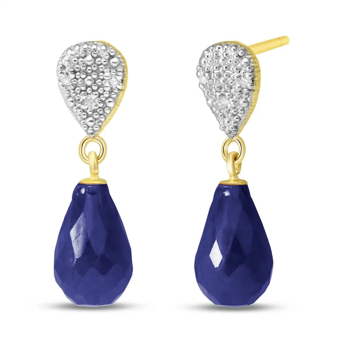 6.63 Carat 14K Solid Yellow Gold Splendid Sapphire Diamond Earrings