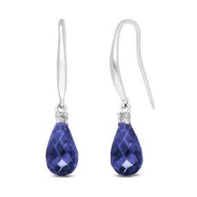 6.7 Carat 14K Solid White Gold Time To Unbottle Sapphire Diamond Earrings