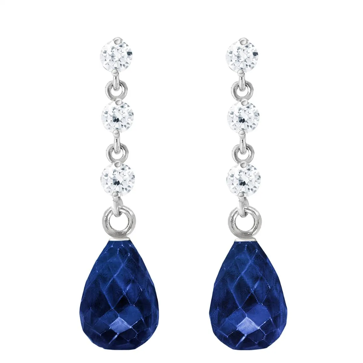 6.9 Carat 14K Solid White Gold Sing Me The Blues Sapphire Diamond Earrings