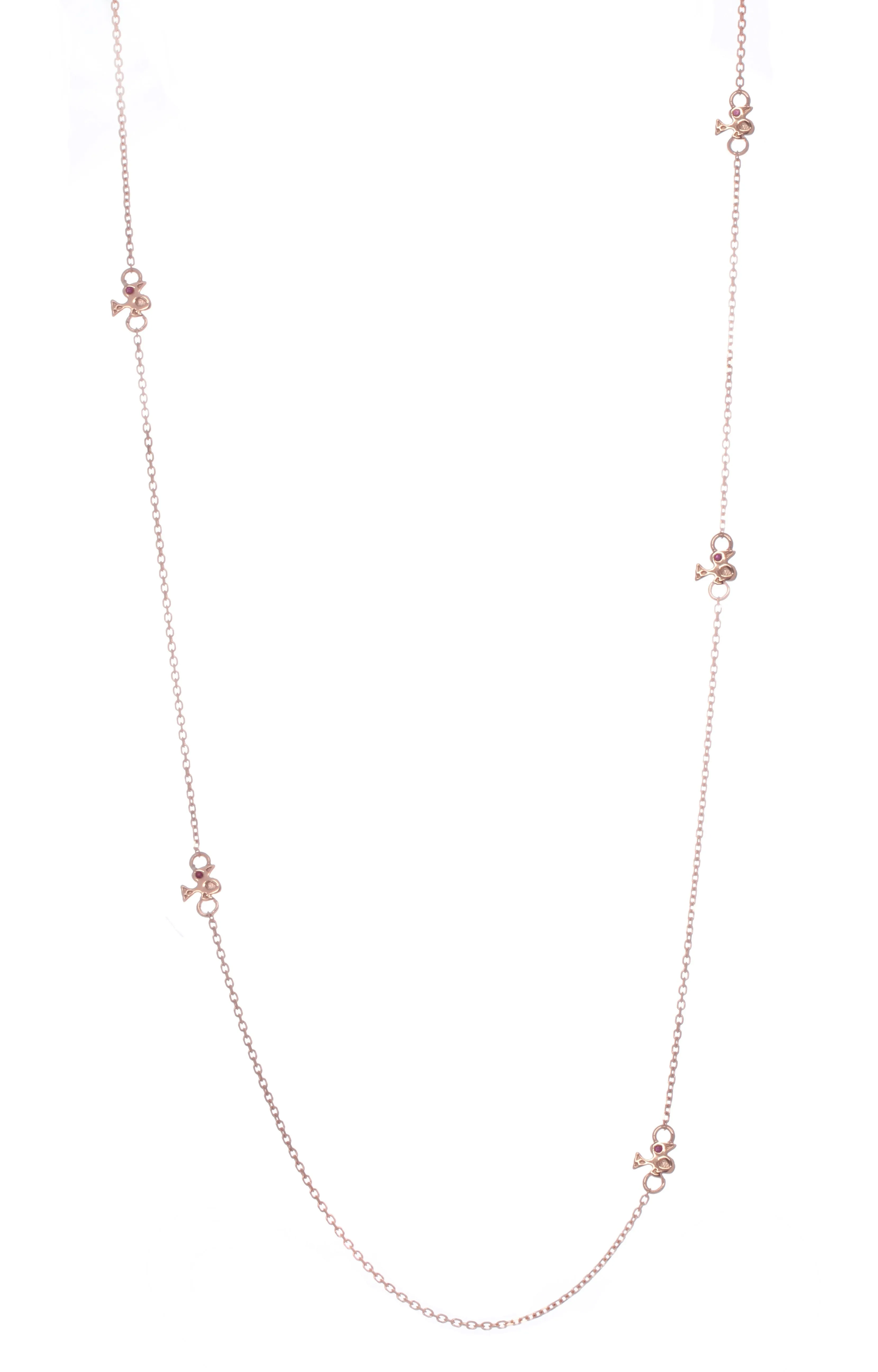 70% DISCOUNT   Girls'/Woman's 18 ct Rose Gold Vermeil Five Charm Bird Stacking Necklace With Rubies or Orange sapphire