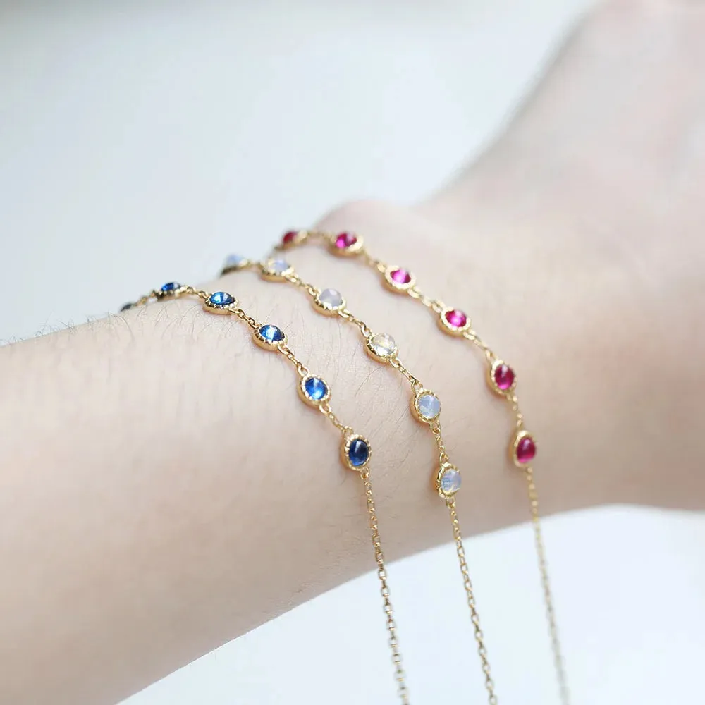 925 Sterling Silver Bracelet with Opal, Ruby, and Sapphire Stones