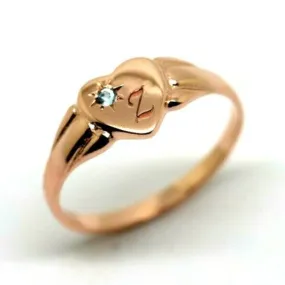 9ct Rose Gold Heart Topaz Birthstone November Signet Ring   Engraving