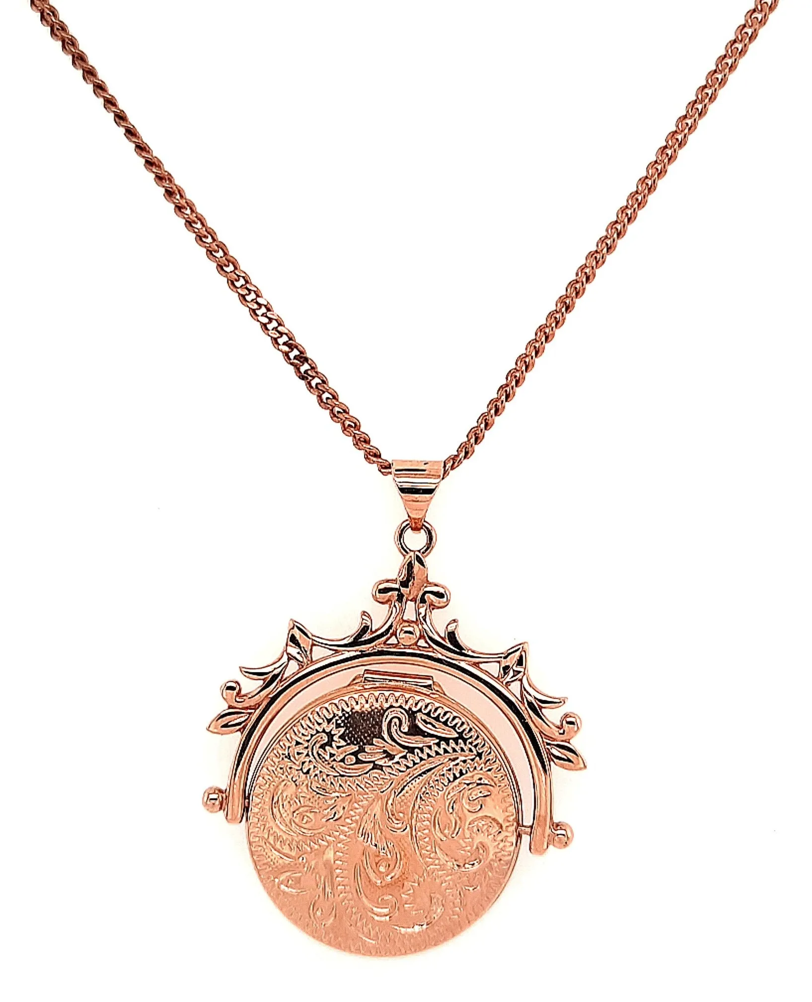 9ct Rose Gold Photo Locket Spinner Pendant