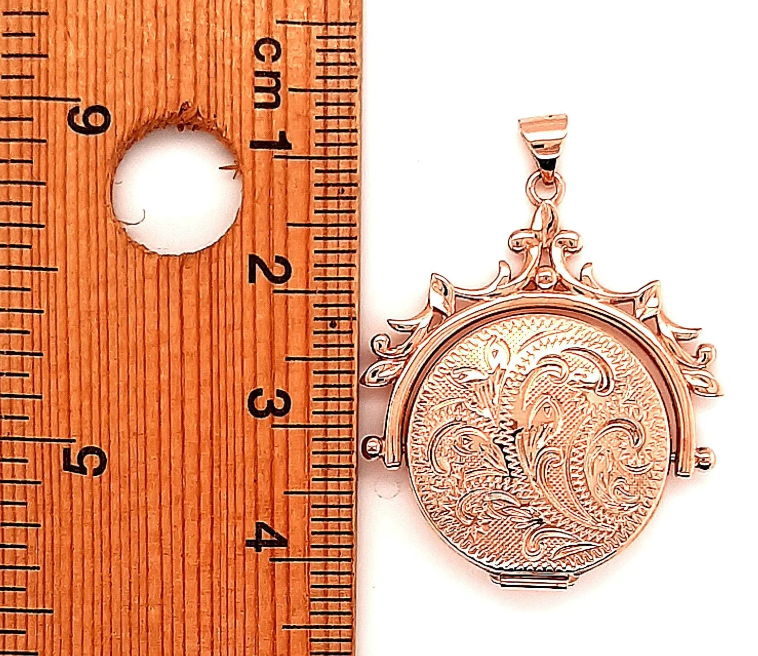 9ct Rose Gold Photo Locket Spinner Pendant