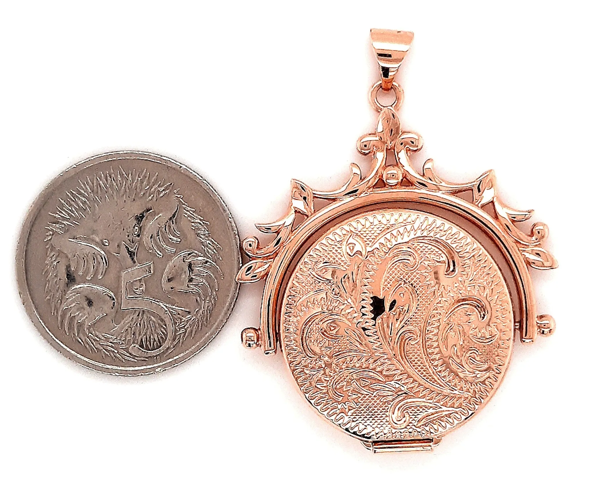 9ct Rose Gold Photo Locket Spinner Pendant