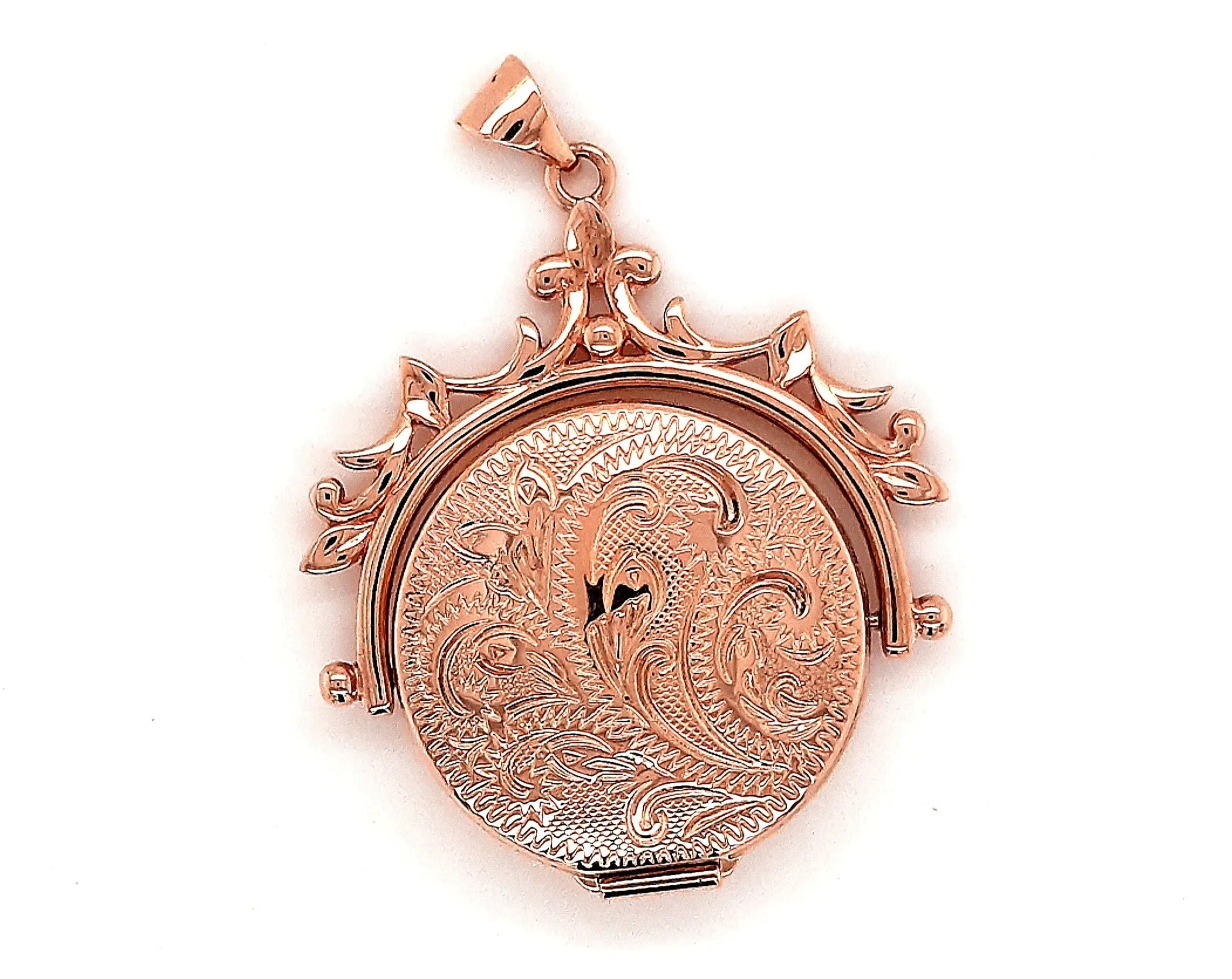 9ct Rose Gold Photo Locket Spinner Pendant