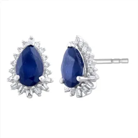 9ct White Gold 0.12Ct HI/I1 Dia Sapphire Halo Stud Earrings