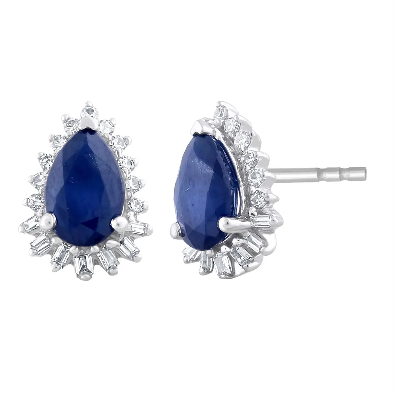 9ct White Gold 0.12Ct HI/I1 Dia Sapphire Halo Stud Earrings