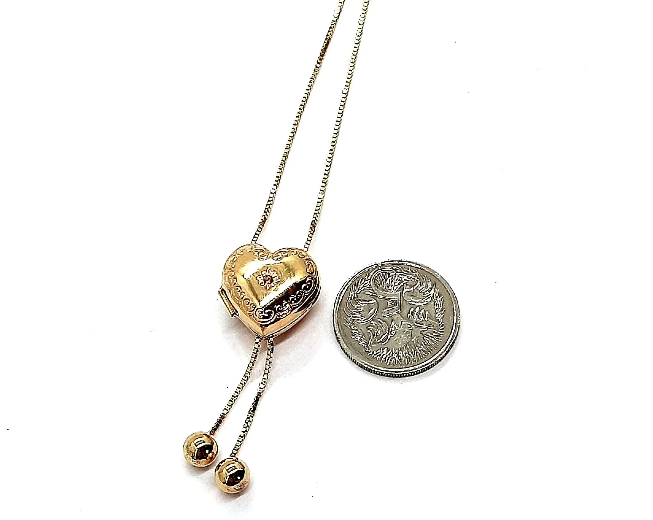 9ct Yellow Gold Chain Necklace with Heart Photo Locket