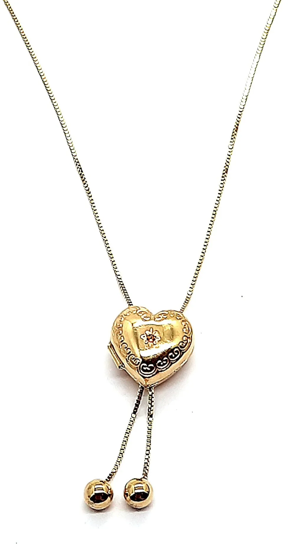 9ct Yellow Gold Chain Necklace with Heart Photo Locket